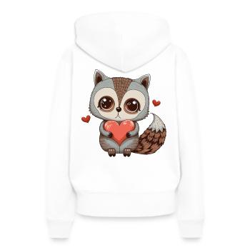 Un mignon raton laveur embrasse un cœur qui attire l’amour - Sweat à capuche Premium bio Femme - blanc - Dos - Julia (174cm)