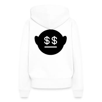 Face au dollar - Sweat à capuche Premium bio Femme - blanc - Dos - Julia (174cm)