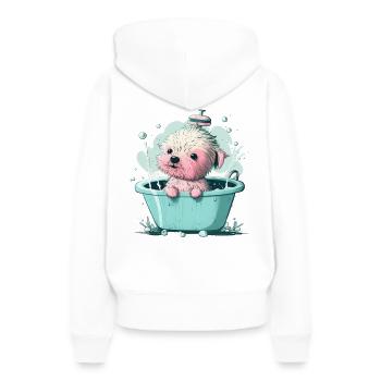 Mignon jeune chien dans la baignoire - Sweat à capuche Premium bio Femme - blanc - Dos - Julia (174cm)