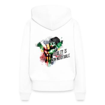 Qualité de la propagation - Mois de l’histoire des Noirs africain - Sweat à capuche Premium bio Femme - blanc - Dos - Julia (174cm)