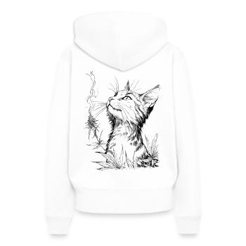 Chat avec du cannabis : le tigre domestique apprécie le joint - Sweat à capuche Premium bio Femme - blanc - Dos - Julia (174cm)