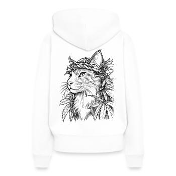 Chat avec couronne de chanvre : Tigre domestique majestueux - Sweat à capuche Premium bio Femme - blanc - Dos - Julia (174cm)