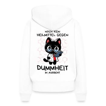 Zynische Forscherkatze – Wissenschaft ohne Gnade - Frauen Premium Bio Hoodie - Weiß - Hinten - Julia (174cm)