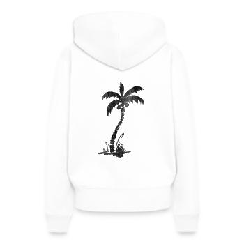 | de cocotiers des mers du Sud noir - Sweat à capuche Premium bio Femme - blanc - Dos - Julia (174cm)