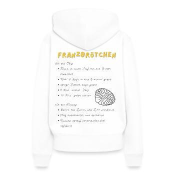 Franzbrötchen von Oma - Frauen Premium Bio Hoodie - Weiß - Hinten - Julia (174cm)
