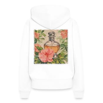 Timbre-poste Vintage parfum - Sweat à capuche Premium bio Femme - blanc - Dos - Julia (174cm)