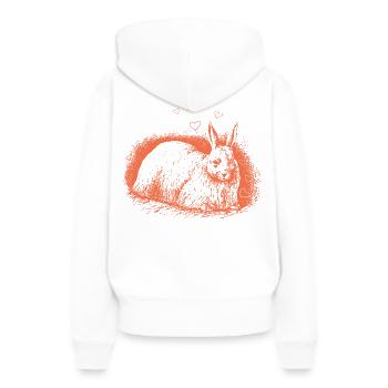Lapin rétro avec coeurs lapin de Pâques - Sweat à capuche Premium bio Femme - blanc - Dos - Julia (174cm)