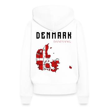 Danemark contour contour contour Copenhague cadeau - Sweat à capuche Premium bio Femme - blanc - Dos - Julia (174cm)