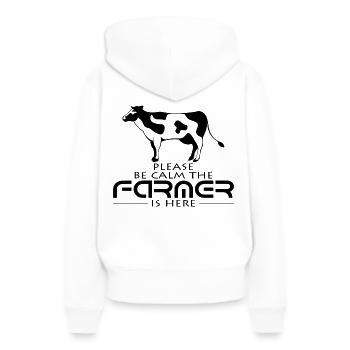 Bauer - Frauen Premium Bio Hoodie - Weiß - Hinten - Julia (174cm)