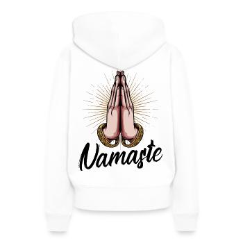 Yoga - Frauen Premium Bio Hoodie - Weiß - Hinten - Julia (174cm)