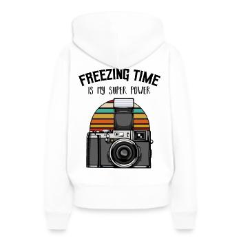 Fotograf - Frauen Premium Bio Hoodie - Weiß - Hinten - Julia (174cm)
