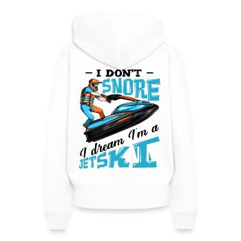 Jetski - Frauen Premium Bio Hoodie - Weiß - Hinten - Julia (174cm)
