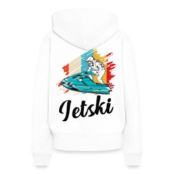 Jetski - Frauen Premium Bio Hoodie - Weiß - Hinten - Julia (174cm)