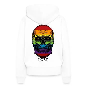 LGBT - Sweat à capuche Premium bio Femme - blanc - Dos - Julia (174cm)