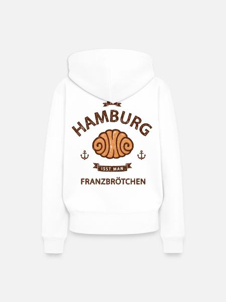 In Hamburg isst man Franzbrötchen - Frauen Premium Bio Hoodie - Weiß