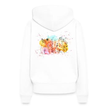 Blumen-Wiese Wasserfarben | Frühling & Sommer - Frauen Premium Bio Hoodie - Weiß - Hinten - Julia (174cm)