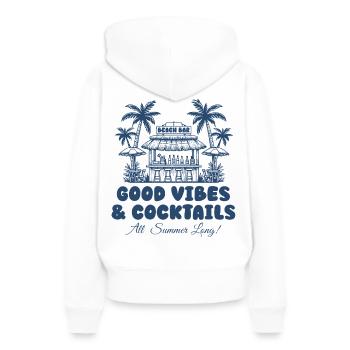 Beach Bar - Summer Vibes & Cocktails - Frauen Premium Bio Hoodie - Weiß - Hinten - Julia (174cm)