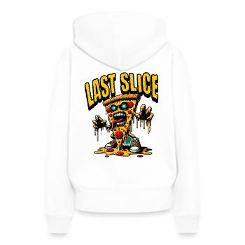Last Slice - Frauen Premium Bio Hoodie - Weiß - Hinten - Julia (174cm)