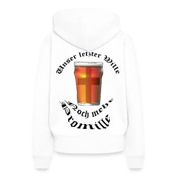 Unser letzter Wille - Noch mehr Promille - Frauen Premium Bio Hoodie - Weiß - Hinten - Julia (174cm)