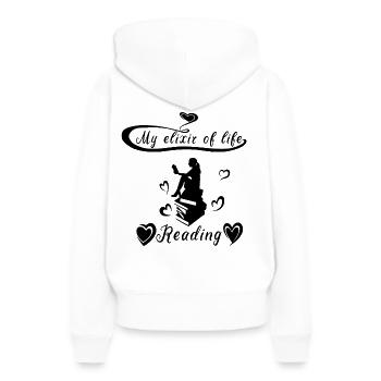 Lire - Sweat à capuche Premium bio Femme - blanc - Dos - Julia (174cm)