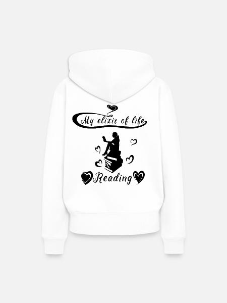 Lesen - Frauen Premium Bio Hoodie - Weiß