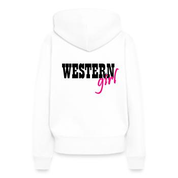 westerngirl cowgirlsgirl western - Sweat à capuche Premium bio Femme - blanc - Dos - Julia (174cm)
