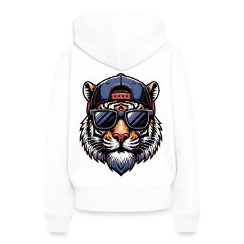 Cool Tiger – style urbain avec du mordant - Sweat à capuche Premium bio Femme - blanc - Dos - Julia (174cm)