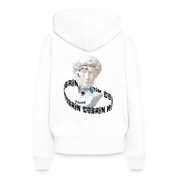Marmorkopf mit Peep Tattoos - Frauen Premium Bio Hoodie - Weiß - Hinten - Julia (174cm)