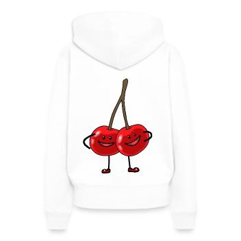 Fruits Fruits Fruits tropicaux Fruits Fantasy cerises - Sweat à capuche Premium bio Femme - blanc - Dos - Julia (174cm)
