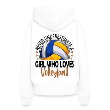 Never Underestimate A Girl Who Loves Volleyball - Frauen Premium Bio Hoodie - Weiß - Hinten - Julia (174cm)