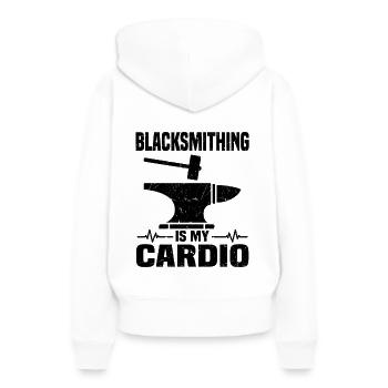 Forger des proverbes - Sweat à capuche Premium bio Femme - blanc - Dos - Julia (174cm)