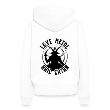 Satanisme - Sweat à capuche Premium bio Femme - blanc - Dos - Julia (174cm)