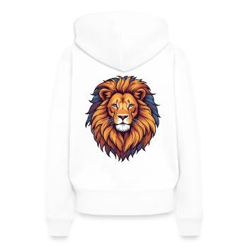 Tête de lion avec crinière colorée - Sweat à capuche Premium bio Femme - blanc - Dos - Julia (174cm)