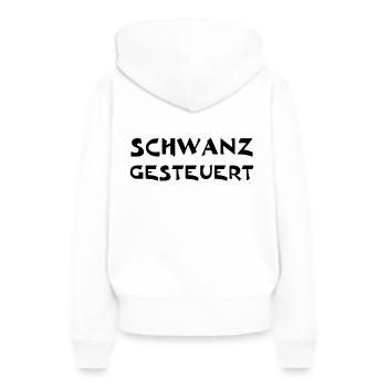 Schwanz gesteuert - Frauen Premium Bio Hoodie - Weiß - Hinten - Julia (174cm)