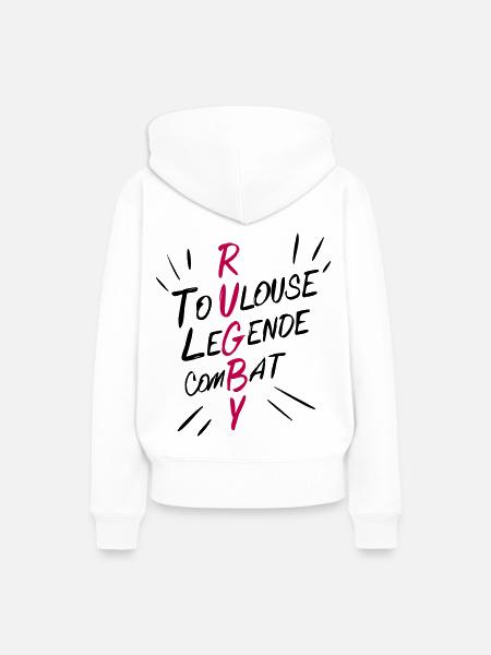Rugby Toulouse, supporter - Sweat à capuche Premium bio Femme - blanc