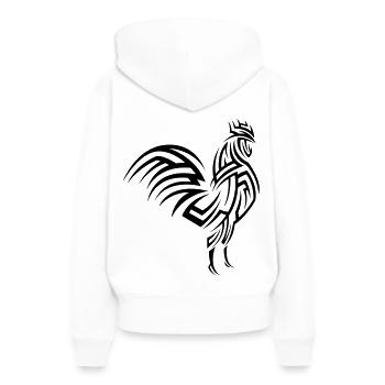 Tatouage tribal de coq - Sweat à capuche Premium bio Femme - blanc - Dos - Julia (174cm)
