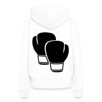 Boxhandschuhe - Frauen Premium Bio Hoodie - Weiß - Hinten - Julia (174cm)