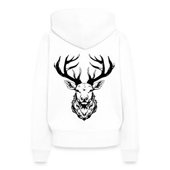 Tête de cerf - Sweat à capuche Premium bio Femme - blanc - Dos - Julia (174cm)