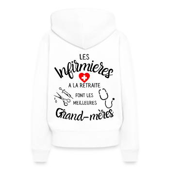 T-shirt infirmières retraite font meilleures - Sweat à capuche Premium bio Femme - blanc - Dos - Julia (174cm)