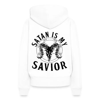 Satanisme - Sweat à capuche Premium bio Femme - blanc - Dos - Julia (174cm)