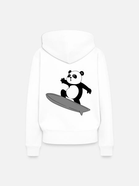 Panda Surfer - Frauen Premium Bio Hoodie - Weiß
