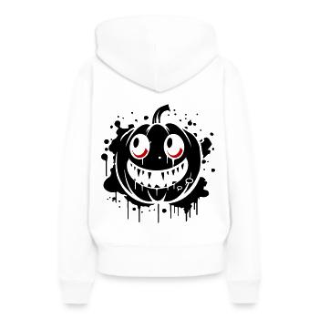 Kürbis Gruselig Halloween Motto - Frauen Premium Bio Hoodie - Weiß - Hinten - Julia (174cm)