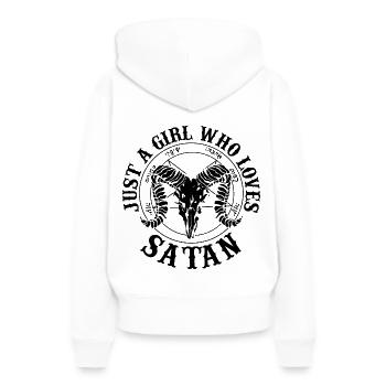 Satanisme - Sweat à capuche Premium bio Femme - blanc - Dos - Julia (174cm)