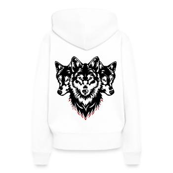 Wolf Kopf Rudel - Frauen Premium Bio Hoodie - Weiß - Hinten - Julia (174cm)