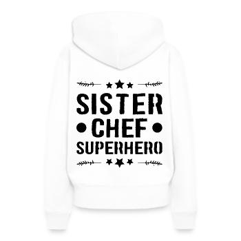 Sœur Super-héroïne - Sweat à capuche Premium bio Femme - blanc - Dos - Julia (174cm)