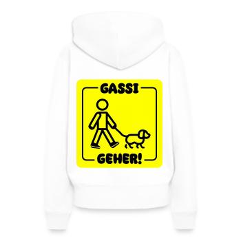 Chien promenant le chien - Sweat à capuche Premium bio Femme - blanc - Dos - Julia (174cm)
