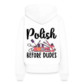Vernis à ongles - Sweat à capuche Premium bio Femme - blanc - Dos - Julia (174cm)