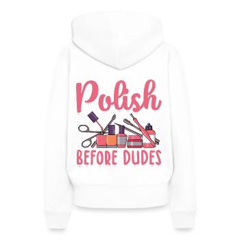 Peindre les ongles - Sweat à capuche Premium bio Femme - blanc - Dos - Julia (174cm)