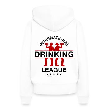 Dicton international sur la consommation d’alcool - Sweat à capuche Premium bio Femme - blanc - Dos - Julia (174cm)