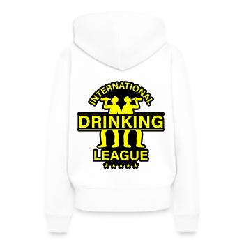 Dicton international sur la consommation d’alcool - Sweat à capuche Premium bio Femme - blanc - Dos - Julia (174cm)